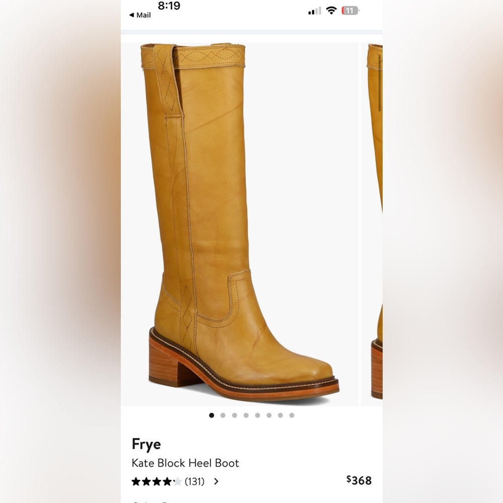 Frye Banana Leather Block Heel Boots